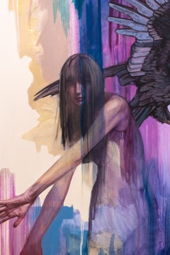 "Rebirth" Woman with Vulture in Abstract Environment