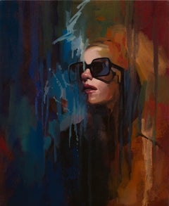 "Swiftly as a Thought" Fashion Sunglasses Portrait in Blue and Yellow Background