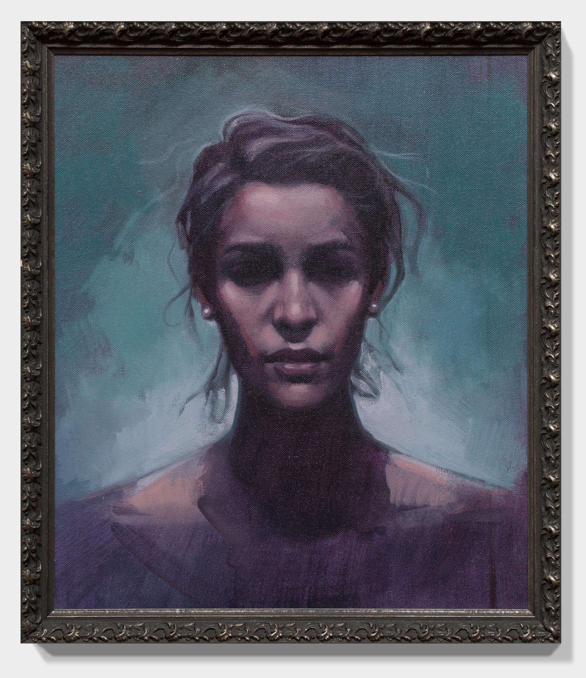The Doubting Mind - Black Portrait Painting by Katherine Fraser