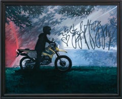 "Time Machine", Motorcycle and Graffiti Figurative Oil Painting