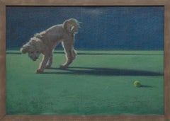 "Sintonizado" Pintura al óleo, motivo Perro