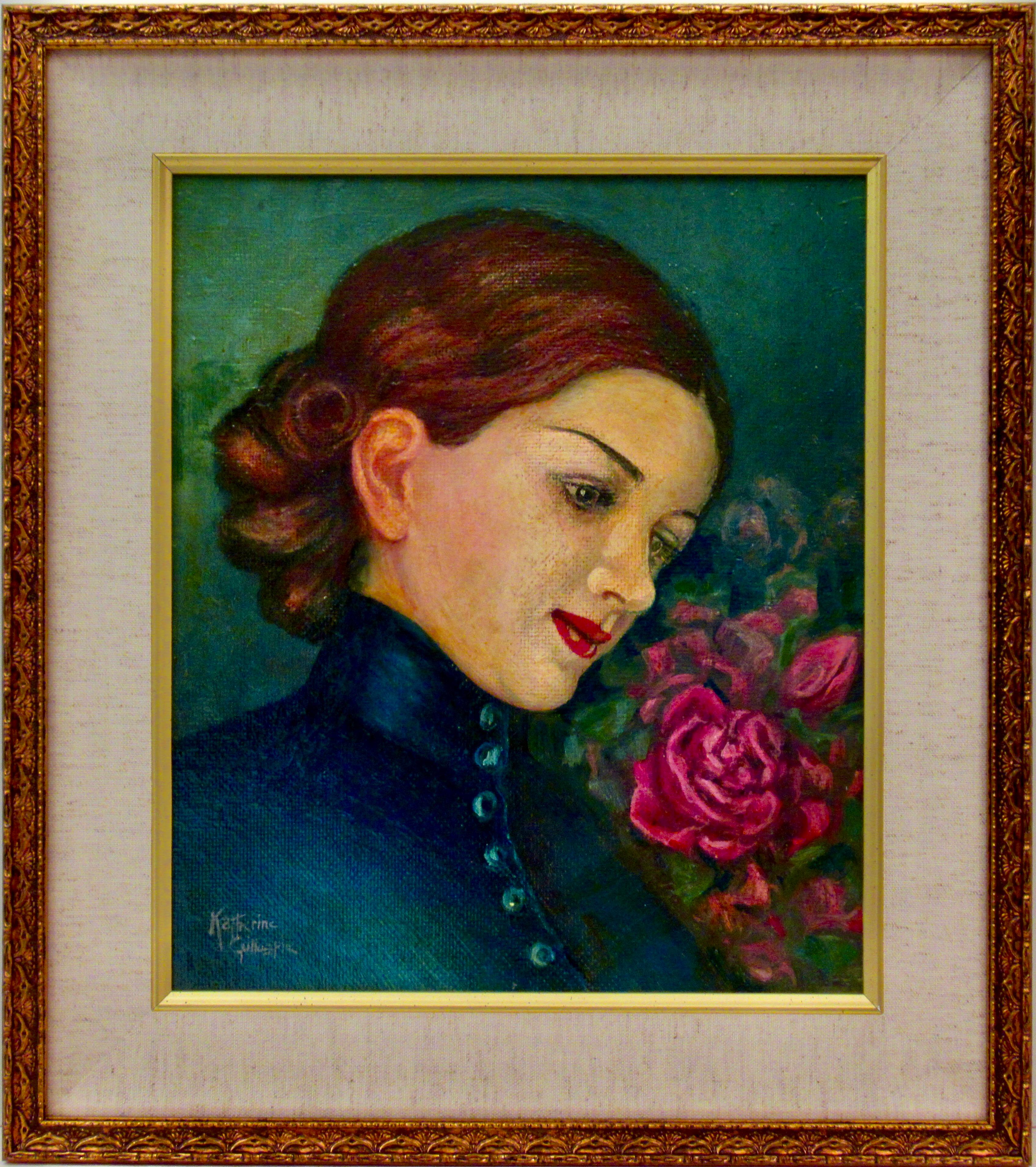 Katherine gillespie Figurative Painting - Woman with Roses