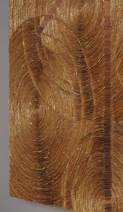 "Chaco", carta Khadi Hand Made, foglia d'oro, pittura acrilica, pannello di betulla, cornice