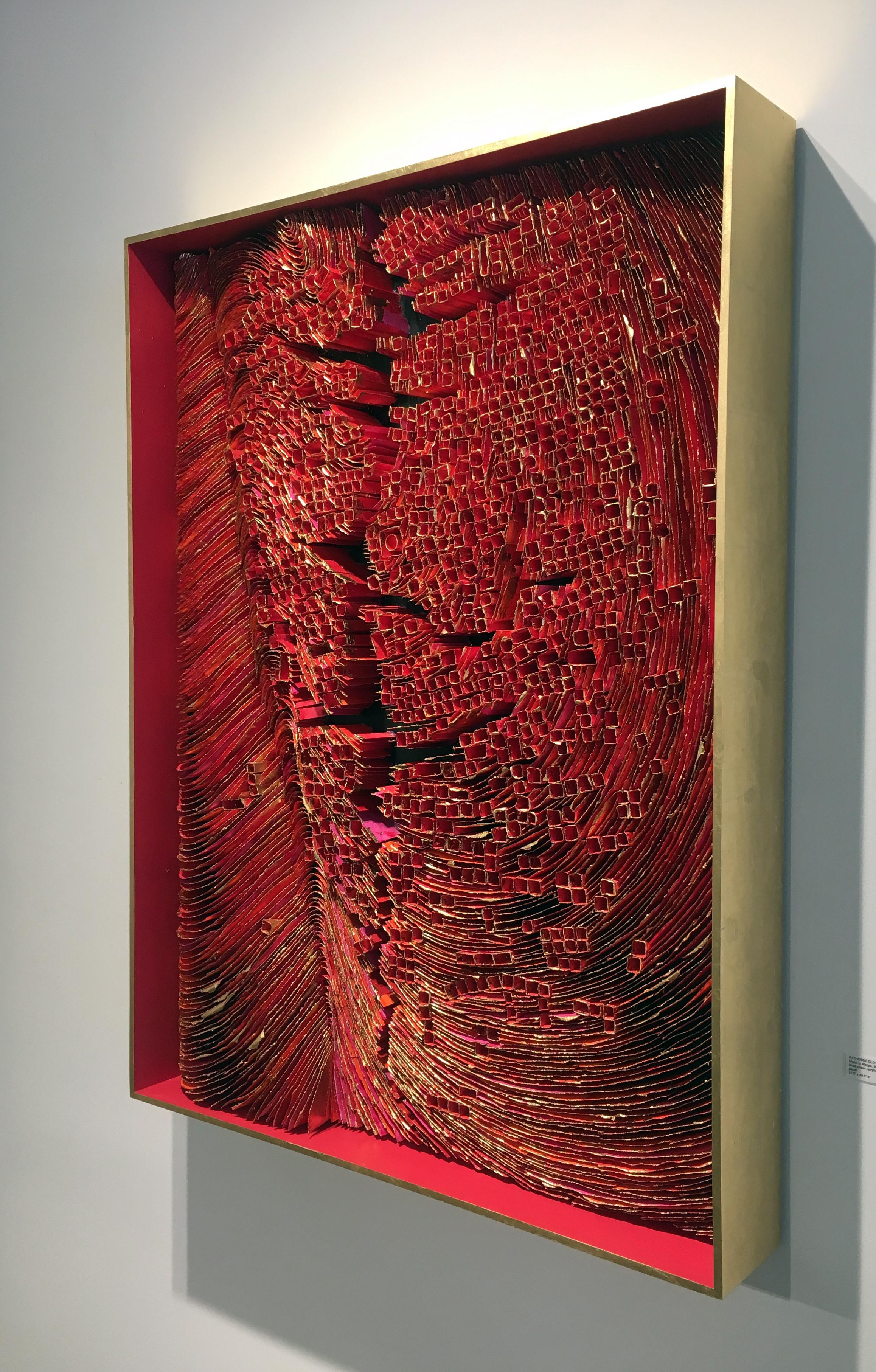 Contemporary, Mixed Media, Sculpture, Hand Made, Paper, Gold Leaf, Birch Wood - Brown Still-Life Sculpture by Katherine Glover
