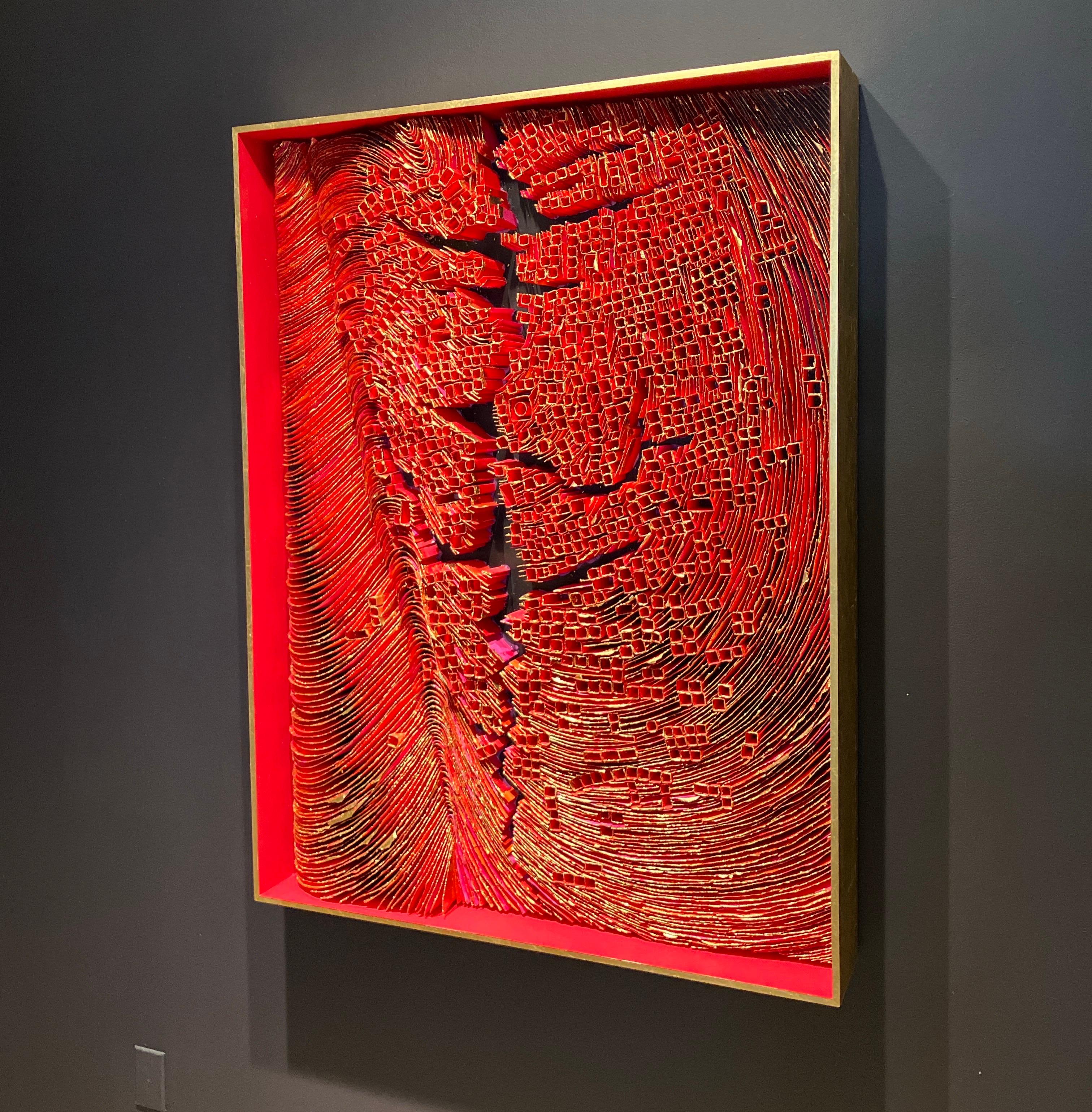 Escultura Contemporánea de Técnica Mixta, Enmarcada Papel Hand Made con Pan de Oro - Mixed Media Art Contemporáneo de Katherine Glover