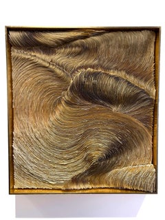 "Dunescape", Contemporary, Mixed Media Wall Sculpture, Archival Paper, Gold Leaf