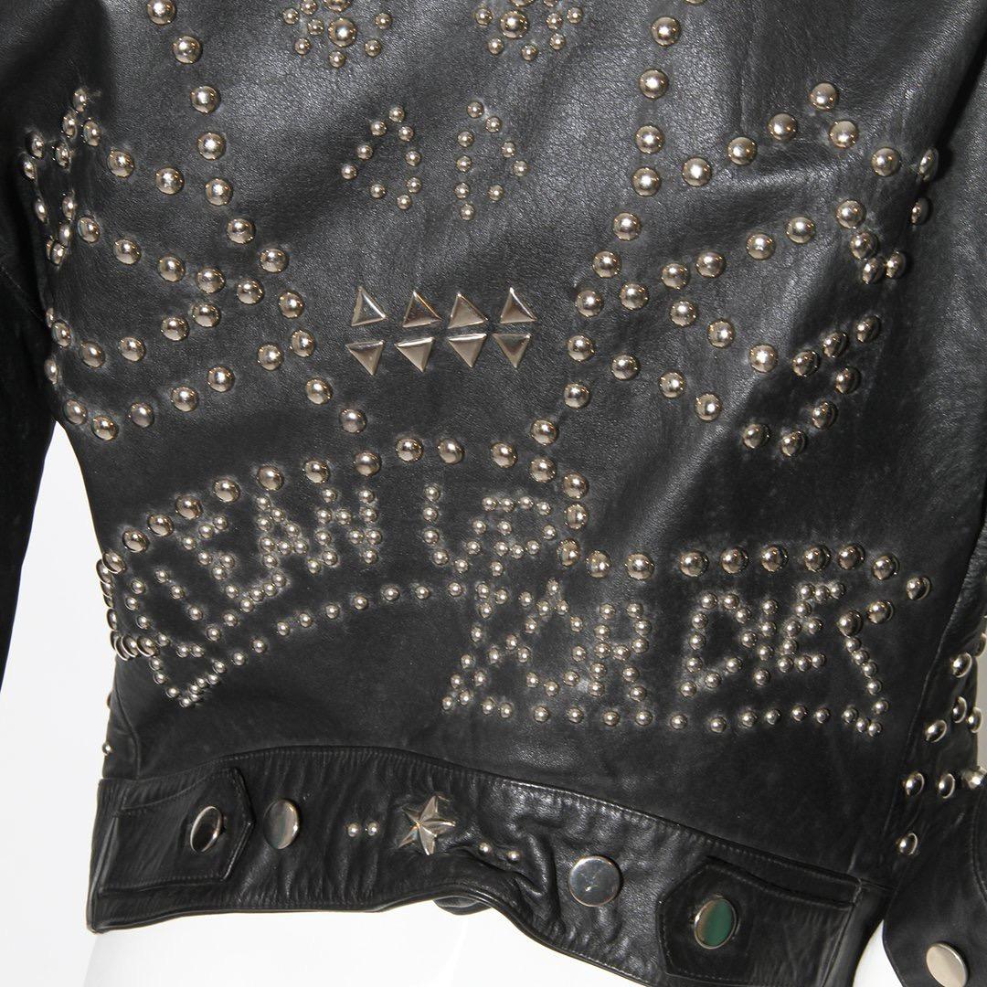 Katherine Hamnett Fall/Winter 1990 “Clean Up Or Die” Studded leather jacket In Good Condition In Los Angeles, CA