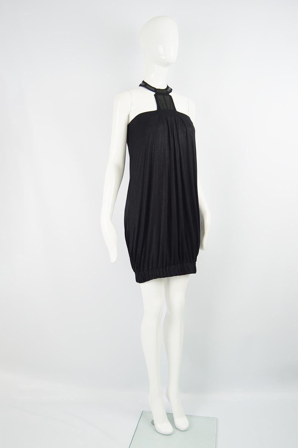 Katherine Hamnett Vintage Unworn Bubble Dress with Black Vinyl Tribal Neckline 1