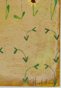 "Pots de fleurs dans le jardin KMH 012," Acrylique signée par Katherine Hartley