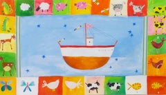 "Arca de Noé KMH 016, " Pintura acrílica firmada por Katherine Hartley