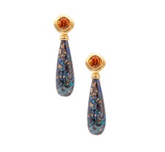 Katherine Jetter Convertible Drop Earrings 18Kt Gold 36.32 Cts Opal & Mandarine