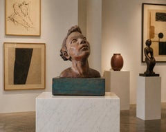 Katherine Kadell Clay Bust Sculpture Female Portrait, Los Angeles Modern Art