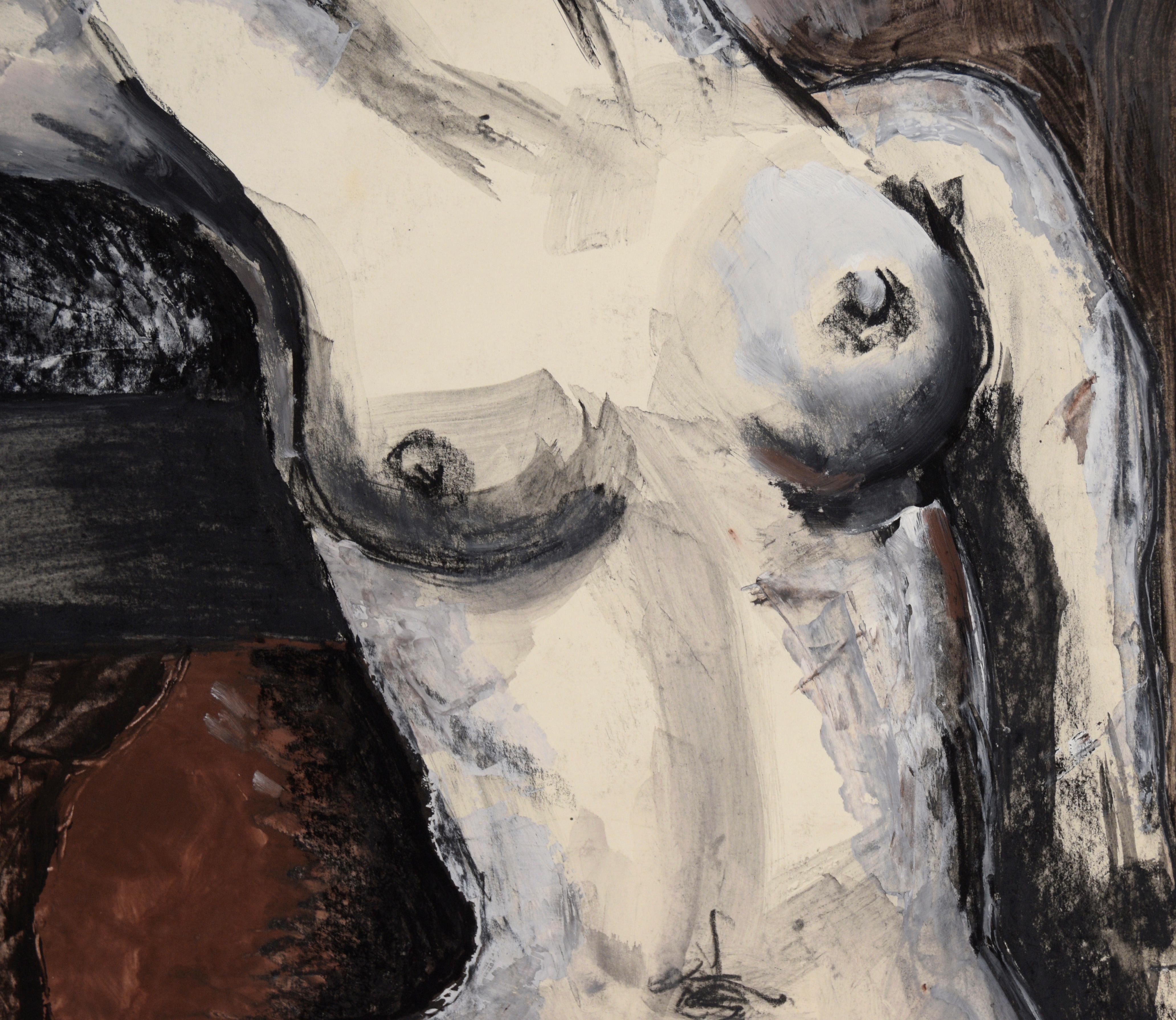 Black and White Nude Woman in Acrylic, Gouache, and Charcoal on Paper

Black and white painting of a woman by acclaimed bluegrass musician Katherine 