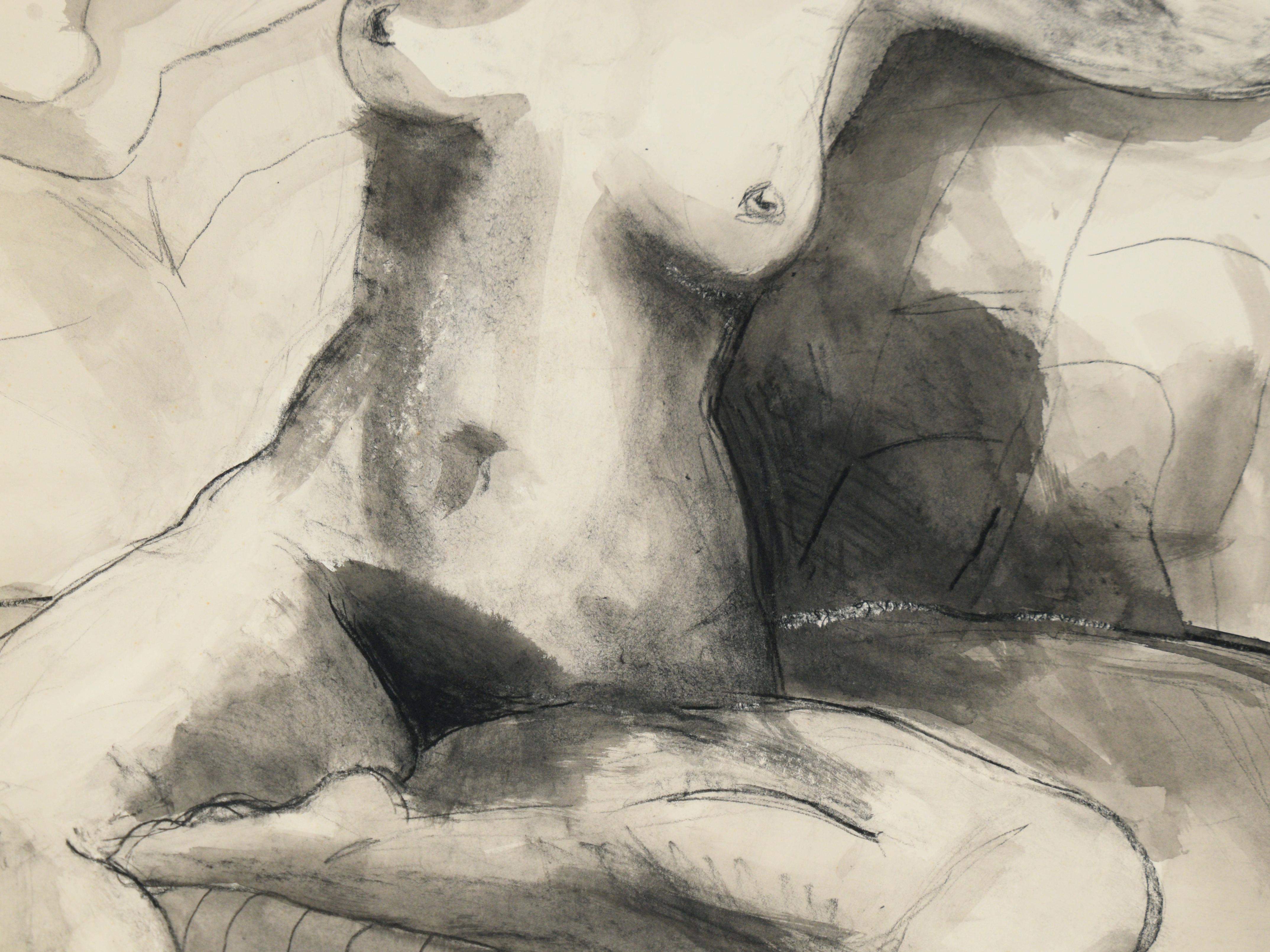 Figurative Nude Study - Watercolor and Charcoal on Paper

Watercolor and charcoal painting of a nude reclining woman by acclaimed bluegrass musician and San Francisco artist Katherine 