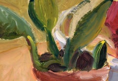 Friedenslilie Stillleben in Terrakotta - Acryl auf Papier