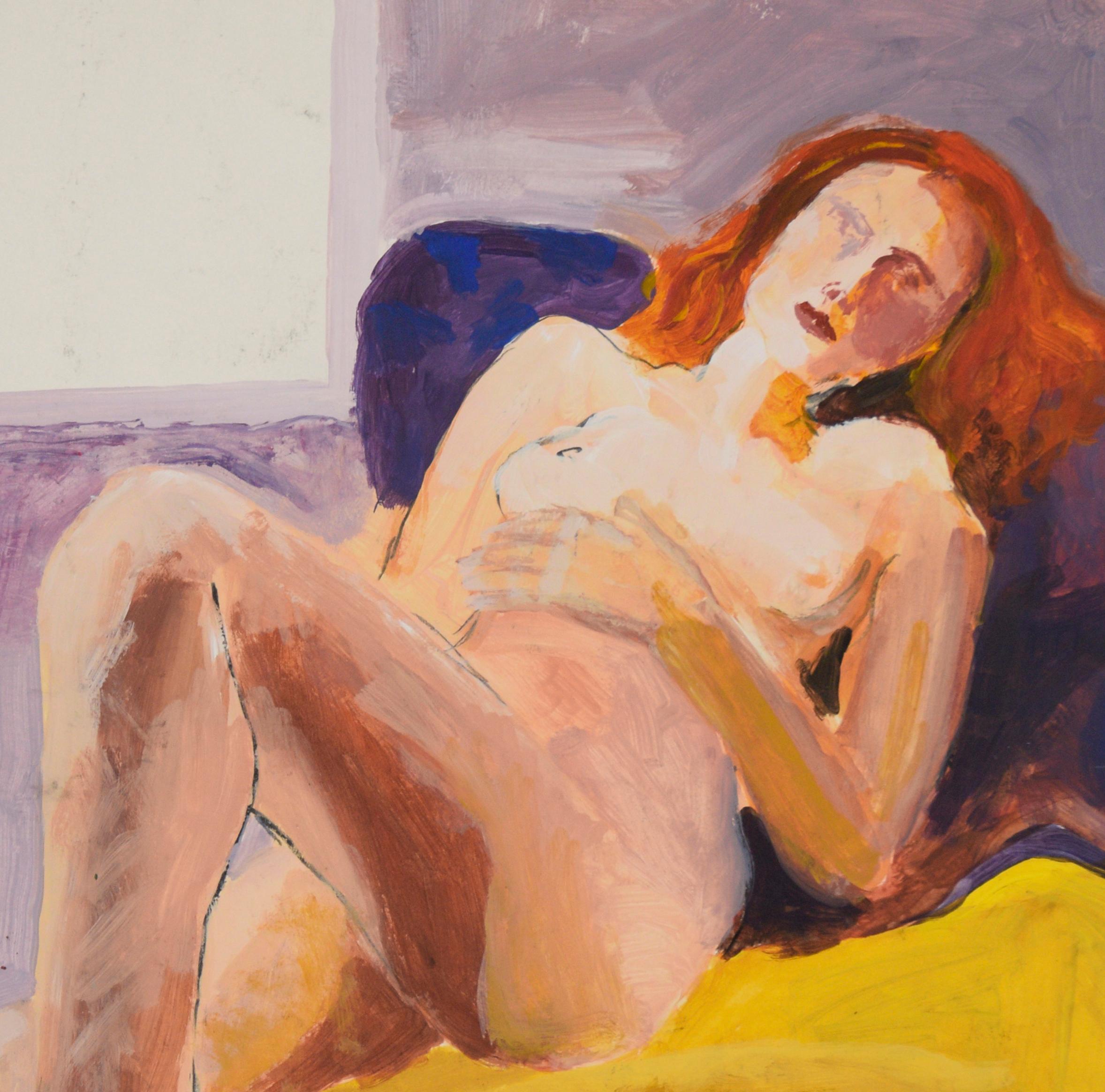 Redhead On A Yellow Blanket - Original San Francisco Abstract For Sale 1