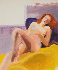 Retro Redhead On A Yellow Blanket - Original San Francisco Abstract