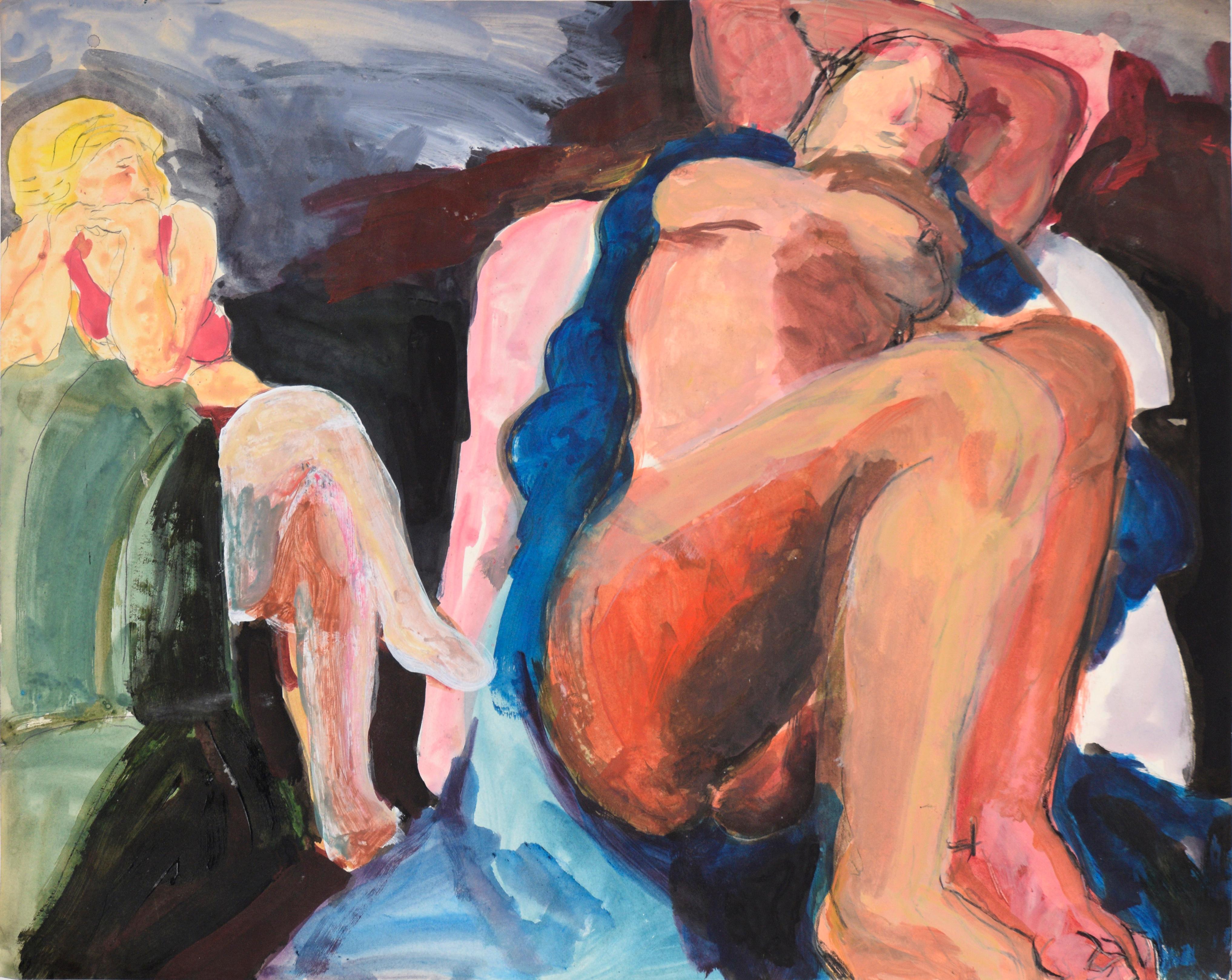 Katherine Kallick Figurative Painting - Two Models in Acrylic on Paper