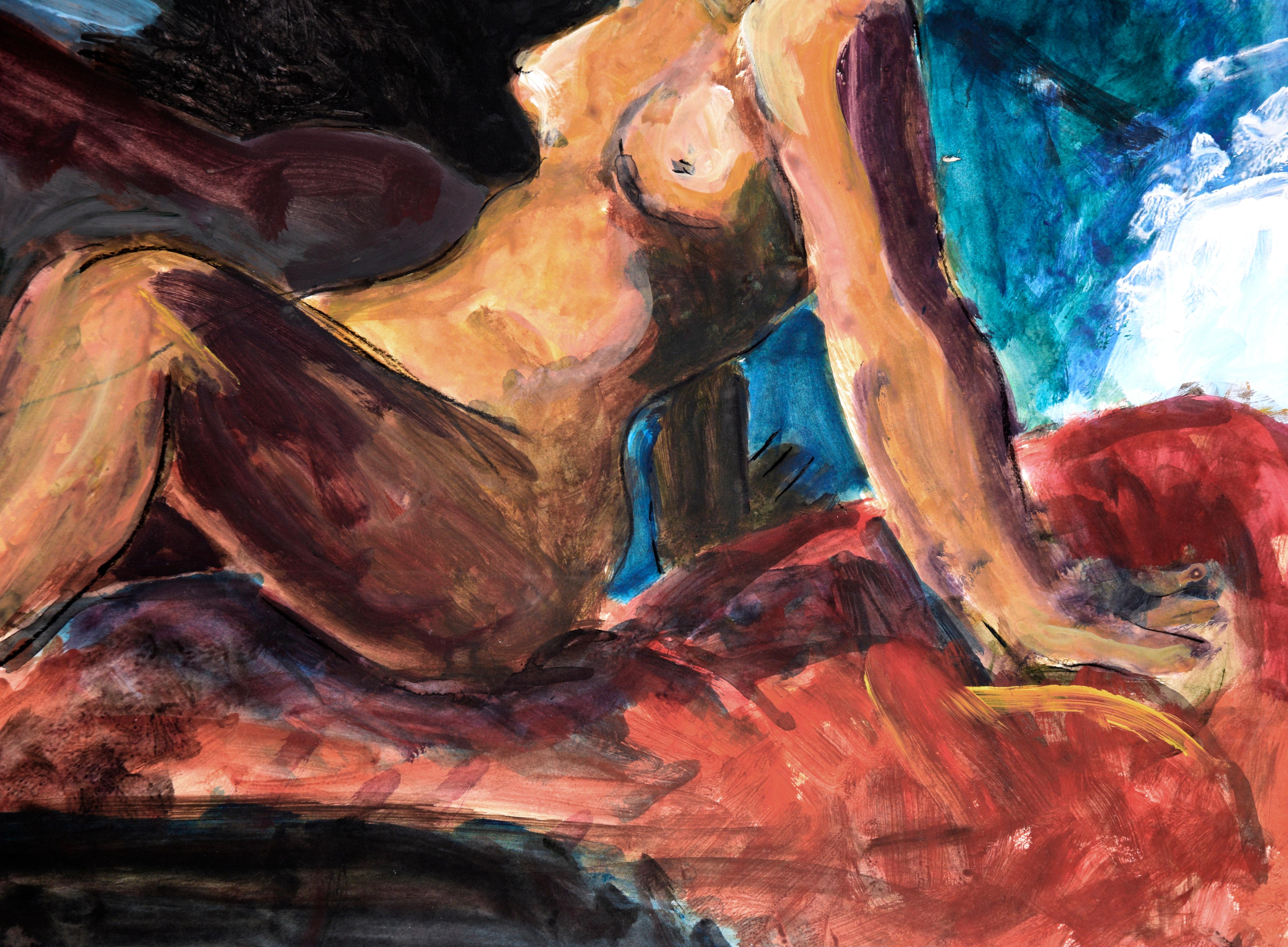 Zwei nackte weibliche Modelle in Acryl auf Papier San Francisco Abstrakter Expressionist

Farbenfrohes Gemälde von zwei Modellen der bekannten Bluegrass-Musikerin und Künstlerin Katherine 