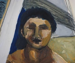 Vintage Figurative Portrait of a Nude Female Model -- Under the Sawhorse