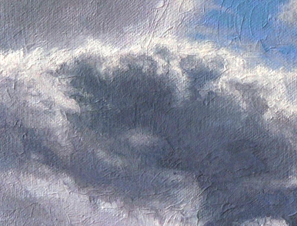 Pluma de fresno pintura paisajística contemporánea - Landscape Painting Gris de Katherine Kean