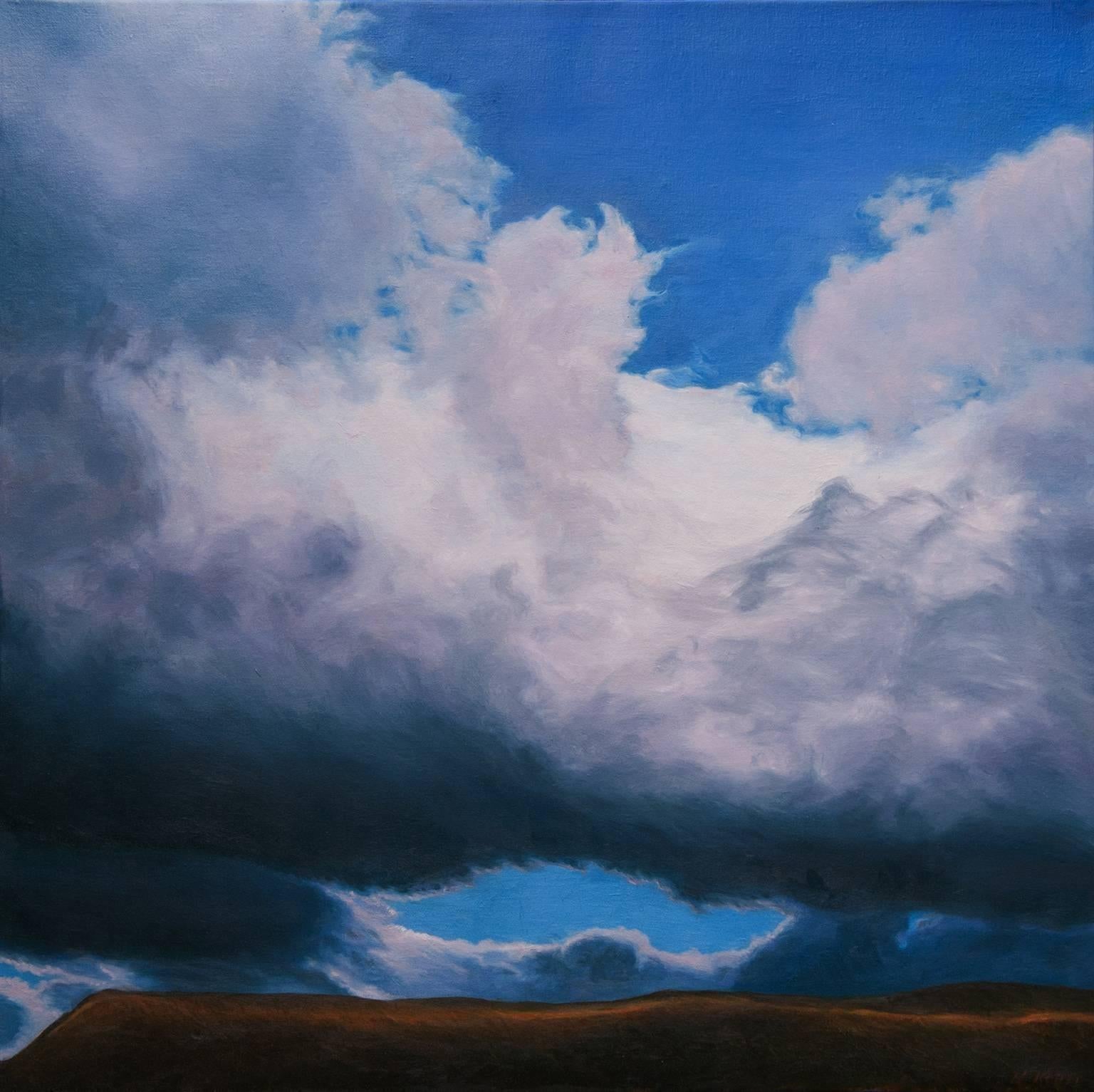 Billowing contemporary landscape clouds - Painting by Katherine Kean