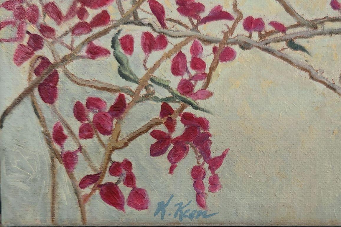 Uccello su Branch paesaggio contemporaneo - Painting di Katherine Kean