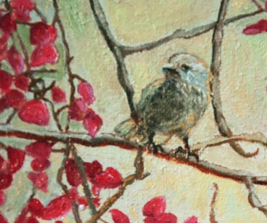 Uccello su Branch paesaggio contemporaneo - Painting Contemporaneo di Katherine Kean