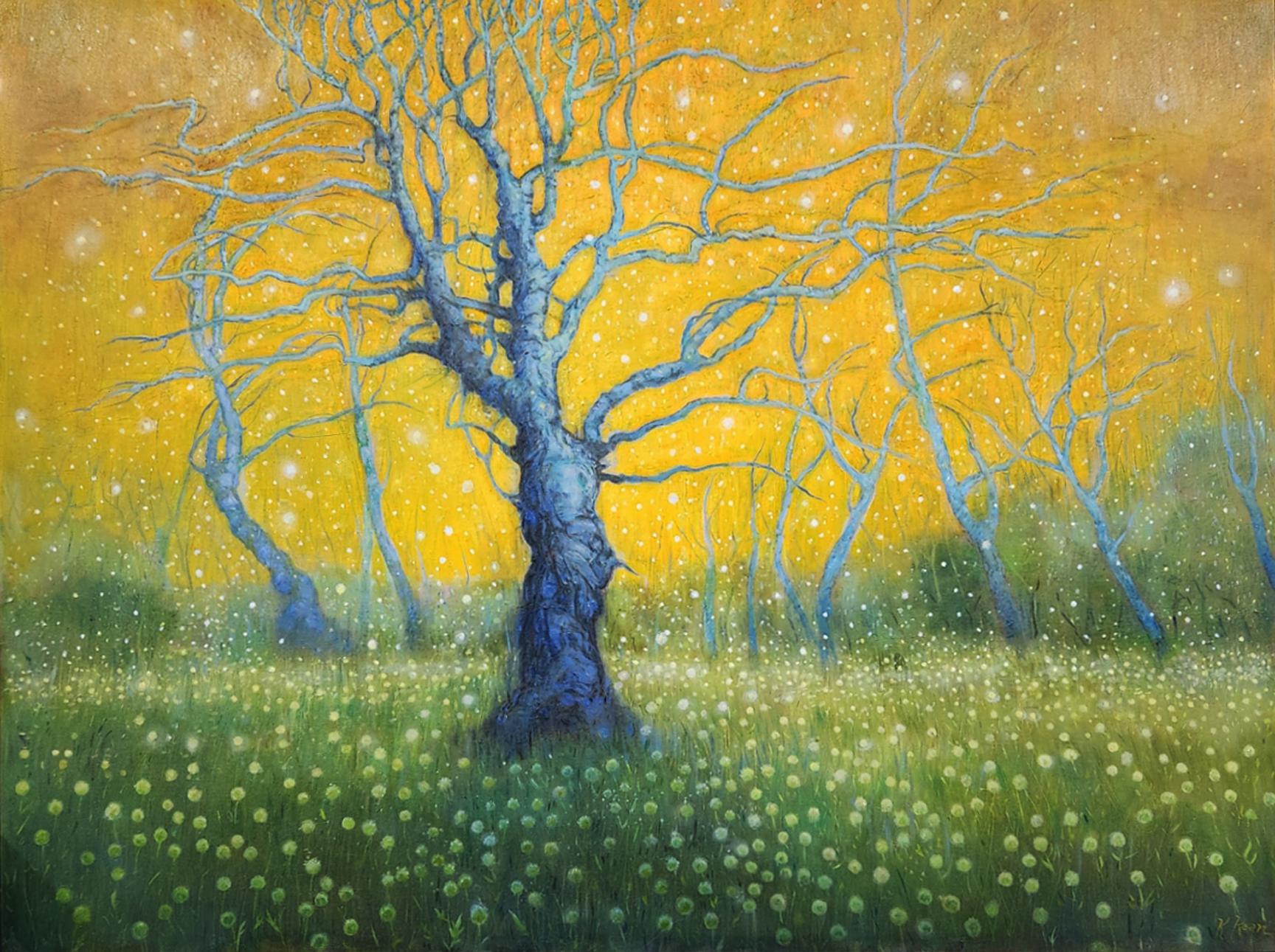 Katherine Kean Landscape Painting – Blauer Hain