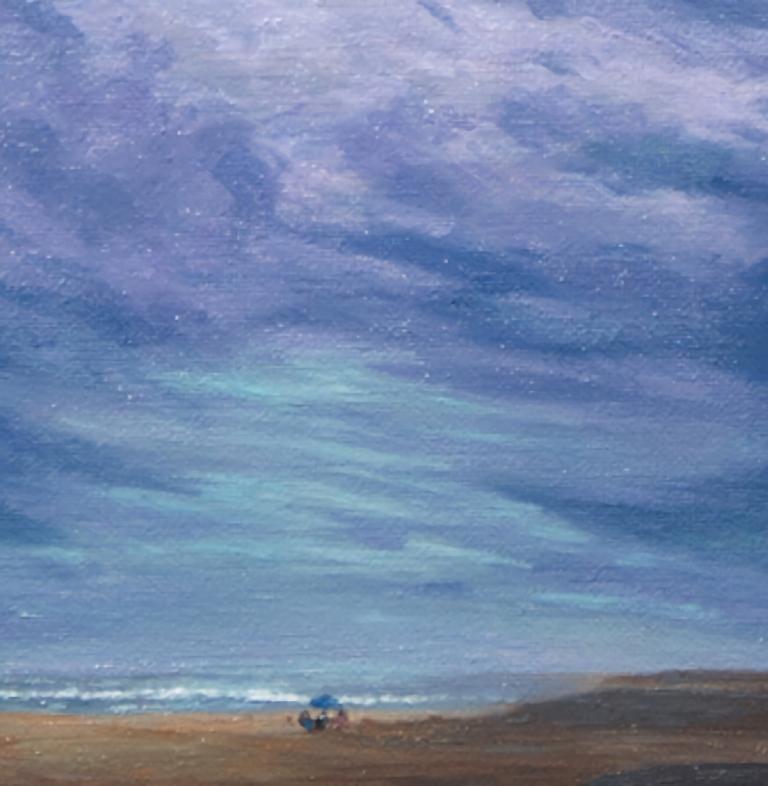 Chatham Beach contemporary landscape painting During a coastal summer, the beach can be a welcome escape from the high heat and humidity. As the sky turns hazy with a touch of green, and dark clouds gather, this kind of moment is a favorite. It is