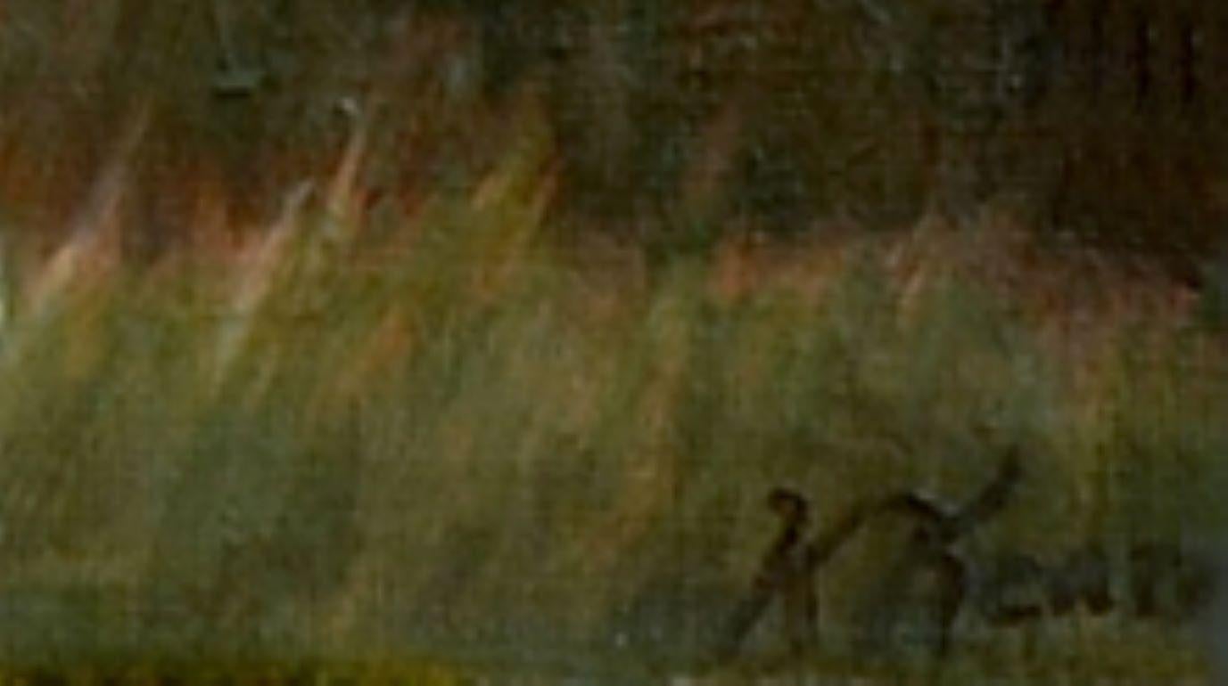 Nuages tourbillonnant au-dessus du Great Marsh paysage atmosphérique contemporain - Painting de Katherine Kean