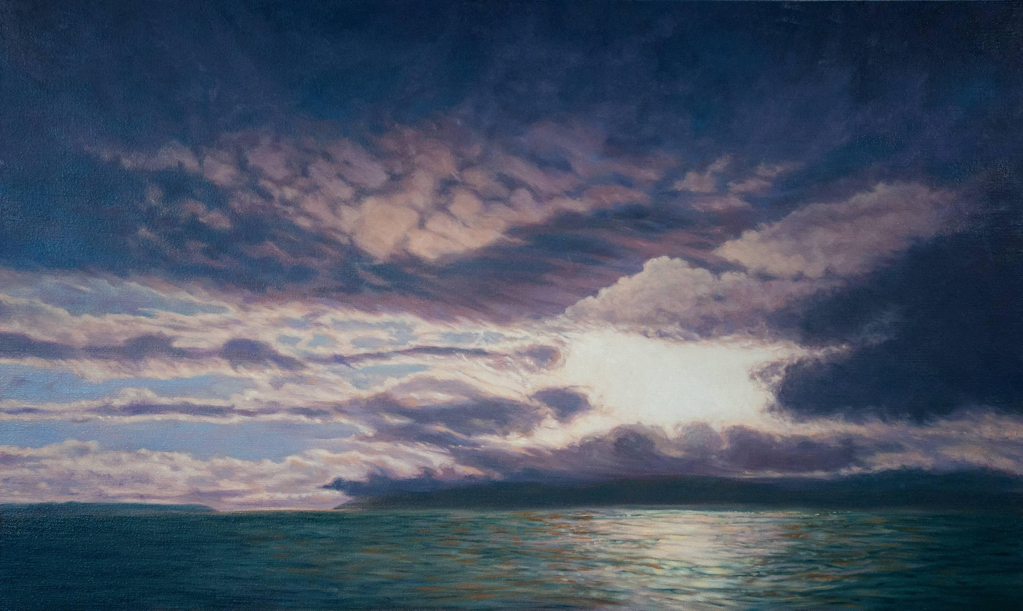 Landscape Painting di Katherine Kean - Baia nuvolosa - Berkeley Paesaggio nuvole notte