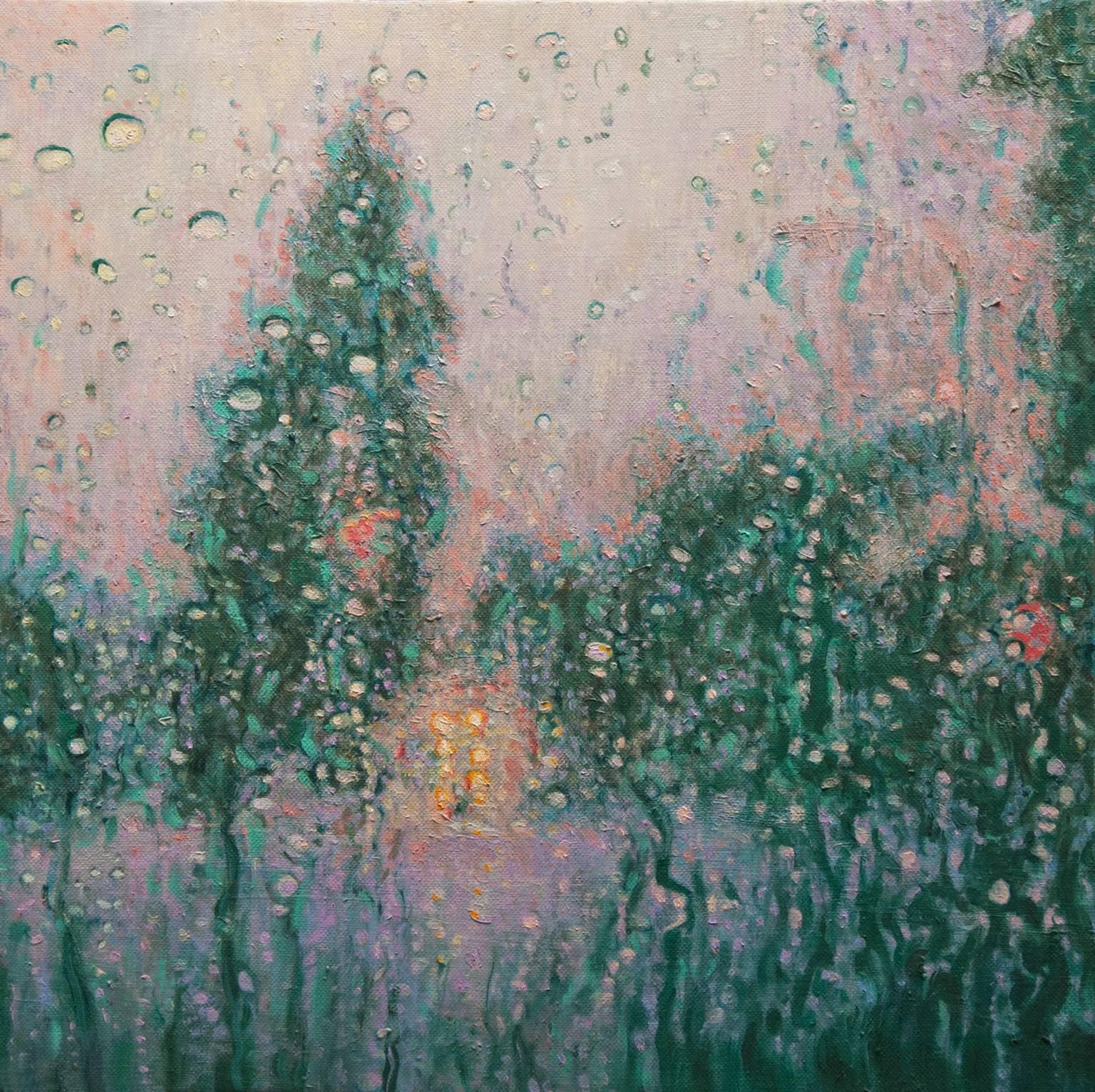 Confetti Rain 2. landscape impressionist  - Painting by Katherine Kean