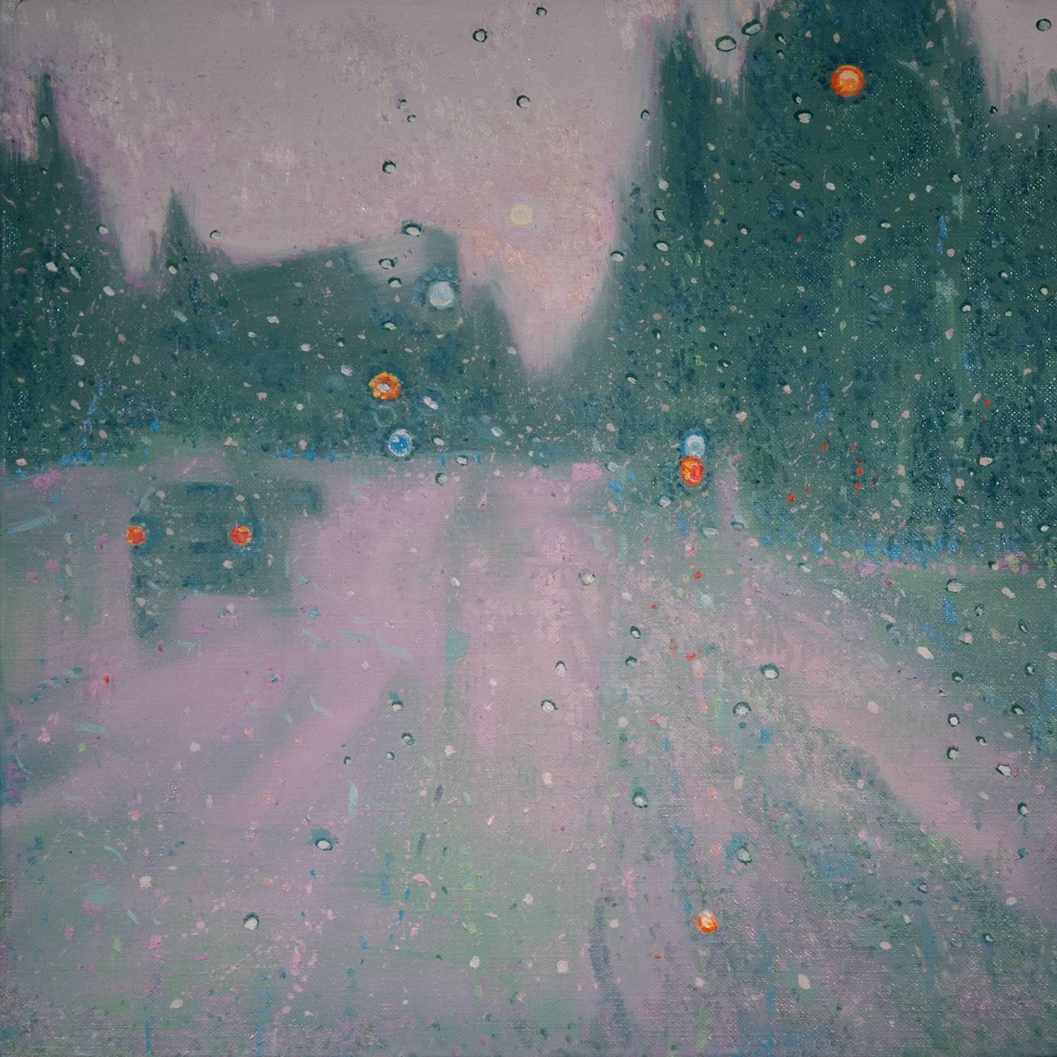 Pioggia di coriandoli contemporaneo impressionista - Painting di Katherine Kean