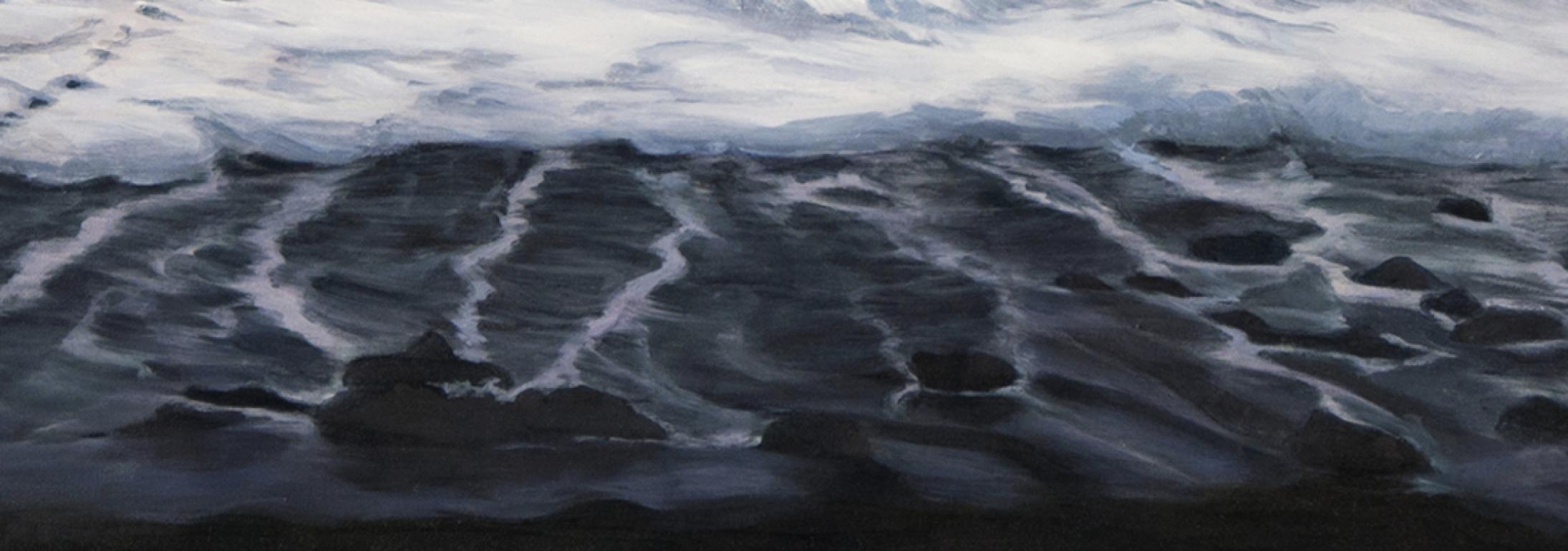 Dark Sea under Clouded Sky contemporary landscape painting For Sale 1