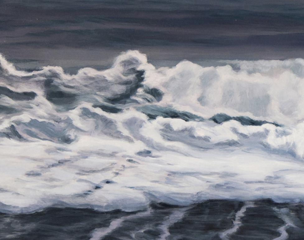 Dark Sea under Clouded Sky contemporary landscape painting For Sale 2