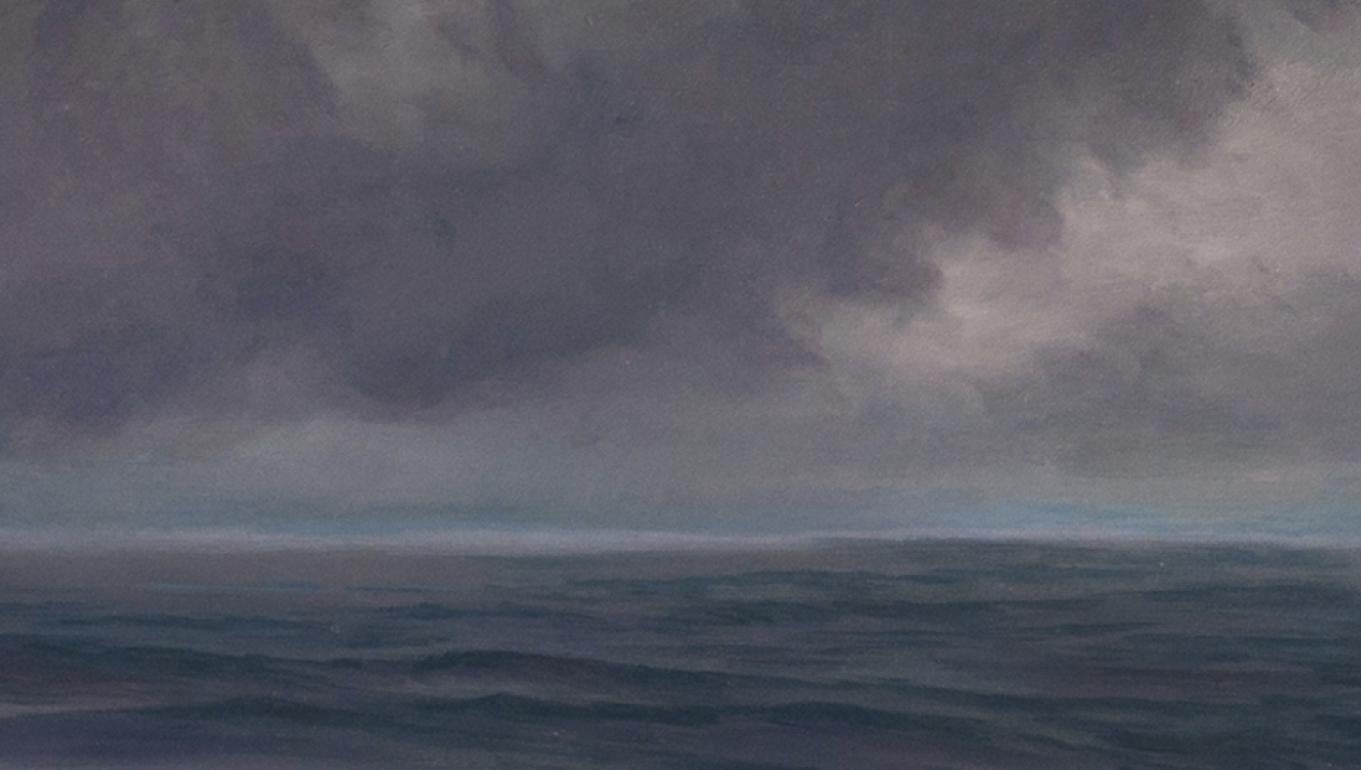 Dark Sea under Clouded Sky contemporary landscape painting For Sale 3