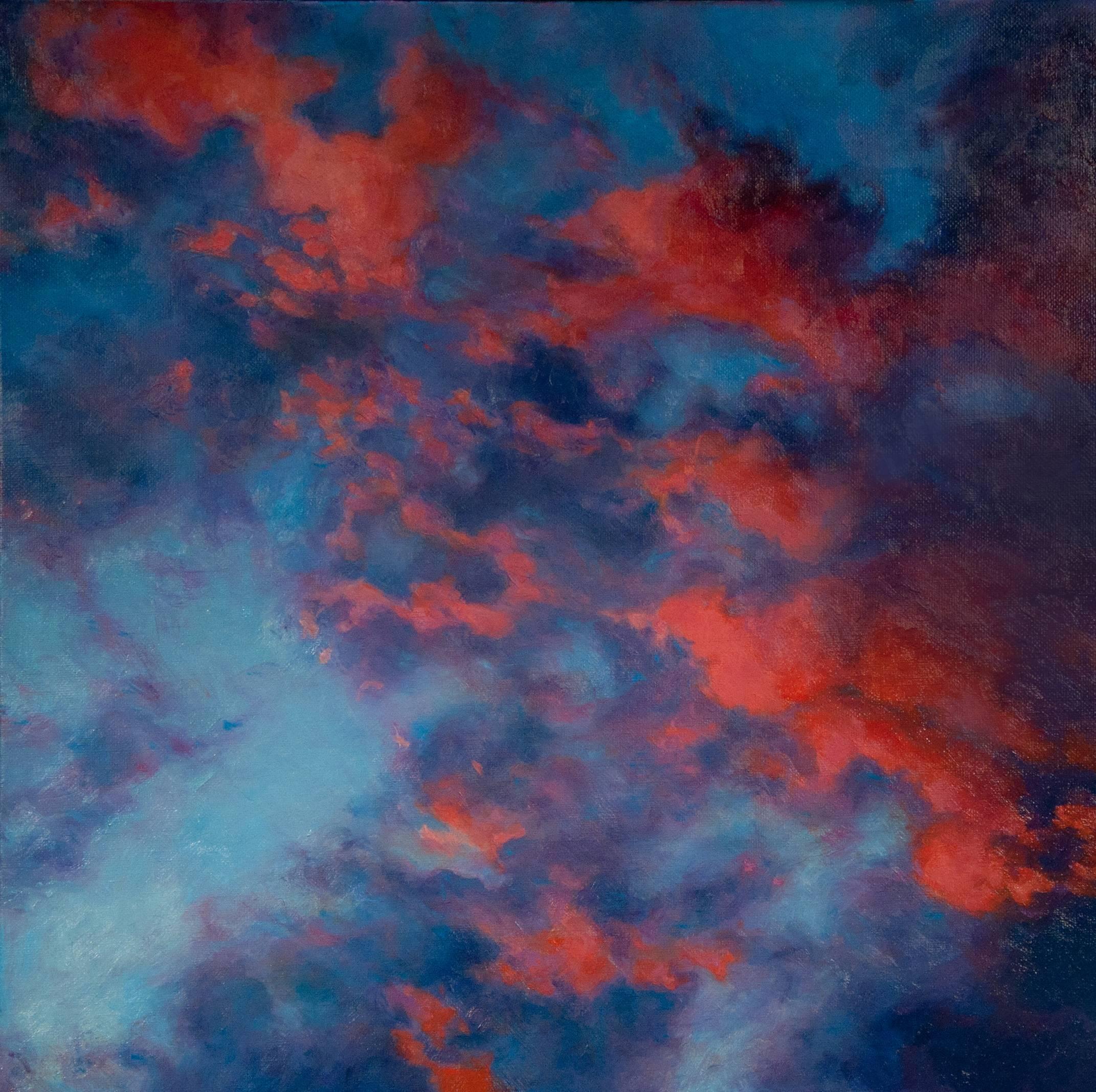 Katherine Kean Landscape Painting - Drifting Glo   landscape clouds colorful
