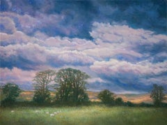 Fell Country Field with Sheep landscape clouds