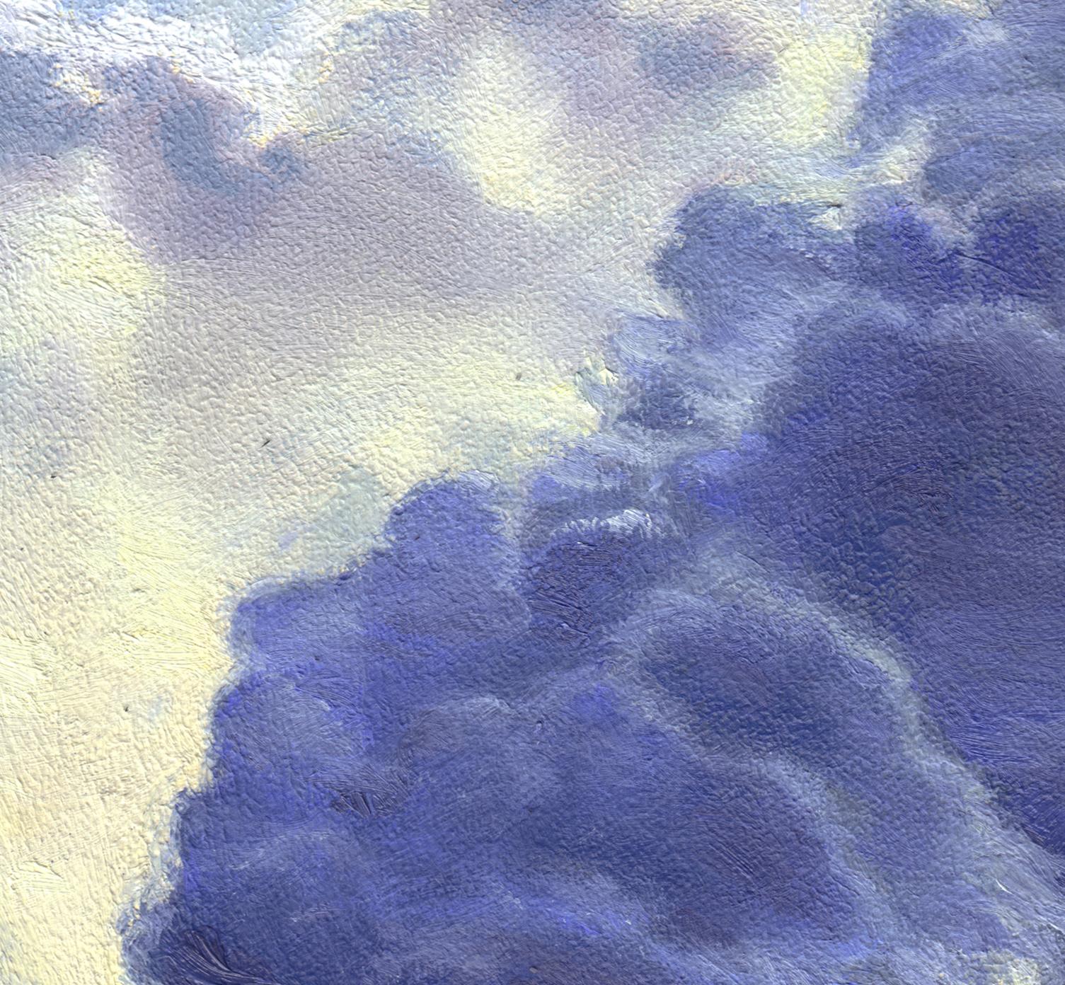 Esta pequeña y dinámica pintura de paisaje representa un dramático
experiencia en la costa de la isla de Hawai. Como la lava de un volcán en erupción
se adentra en el mar, una gran nube oscura de ceniza y vapor domina el paisaje.
el cielo. Este