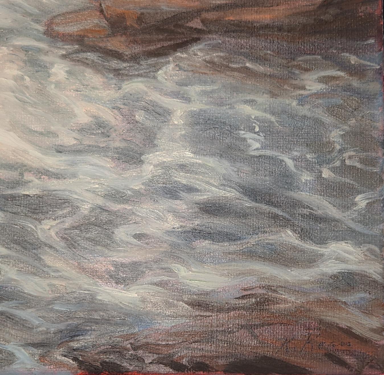 Maine Tides, Rocks contemporary seascape painting - Painting by Katherine Kean