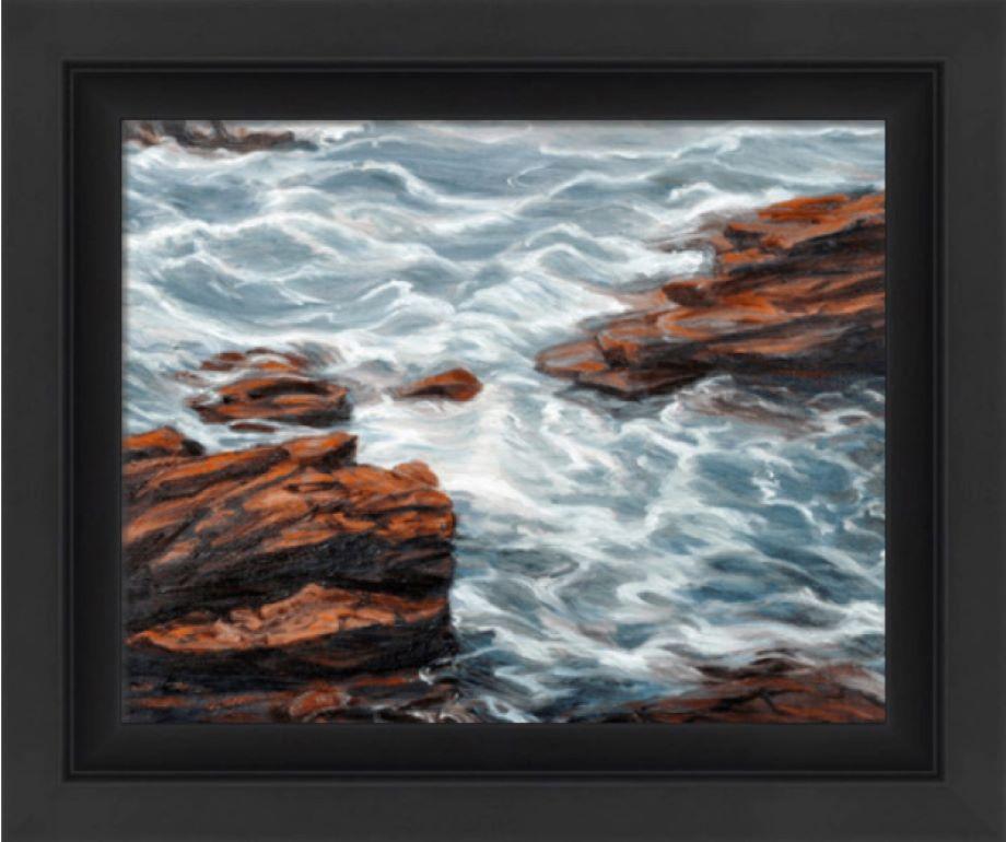 Maine Tides, Rocks contemporary seascape painting - Contemporary Painting by Katherine Kean