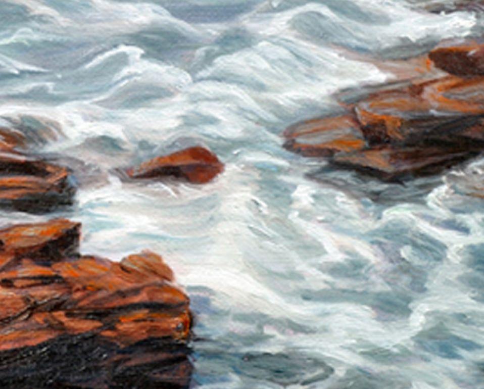 Maine Tides, Rocks contemporary seascape painting For Sale 1