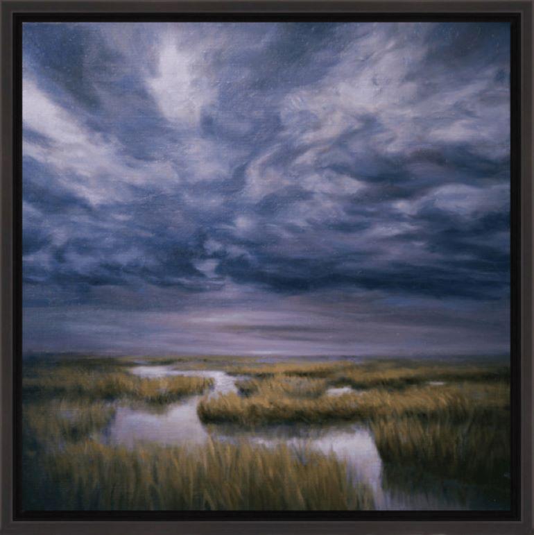 Marsh Labyrinth 2 atmospheric contemporary landscape - Contemporary Painting by Katherine Kean