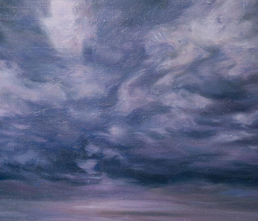 Marsh Labyrinth 2 atmospheric contemporary landscape - Gray Landscape Painting by Katherine Kean
