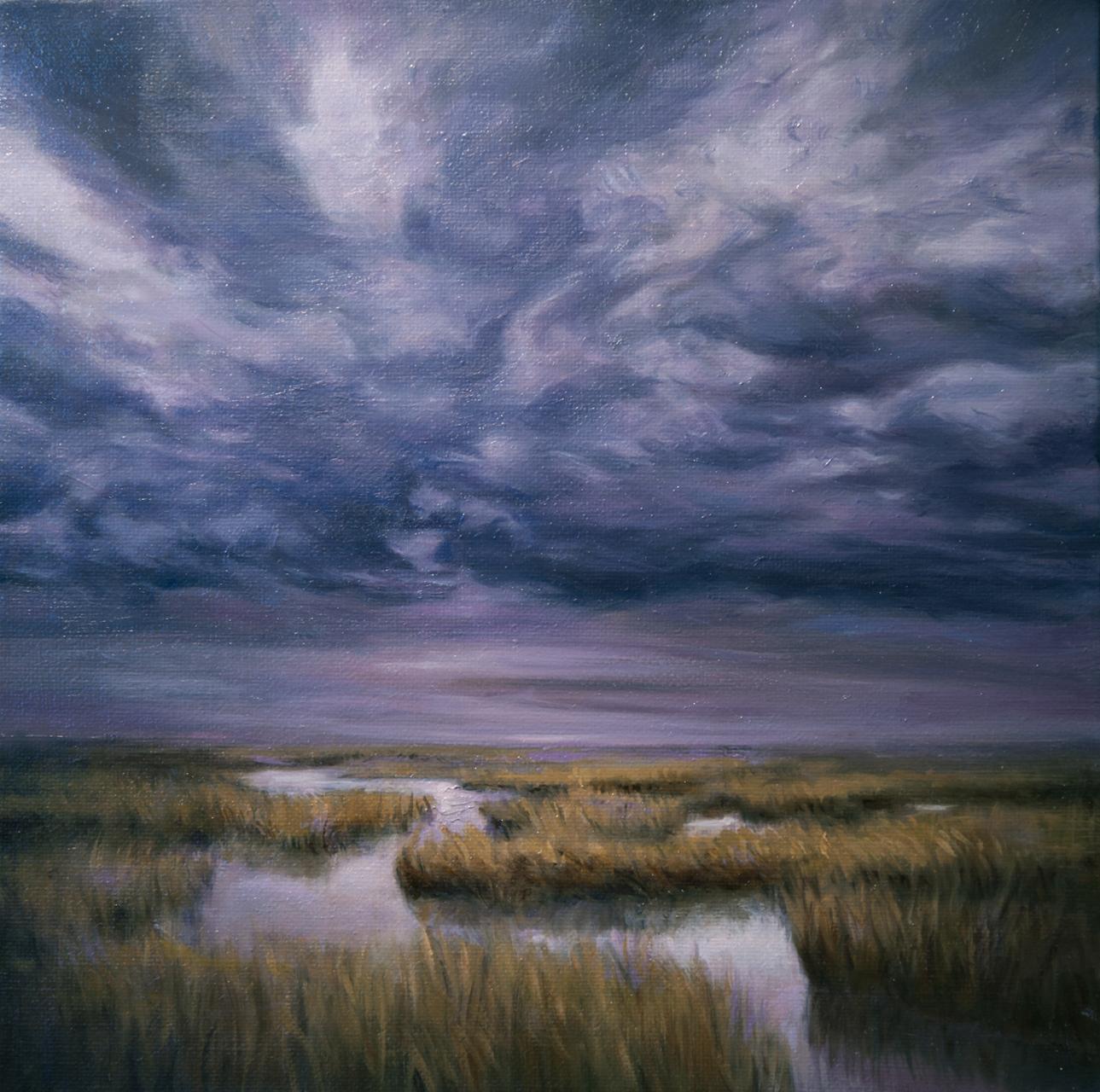 Katherine Kean Landscape Painting - Marsh Labyrinth 2 atmospheric contemporary landscape