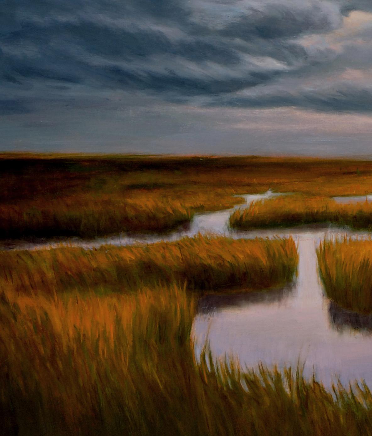 Labyrinthe des marais paysage lunatique contemporain - Painting de Katherine Kean