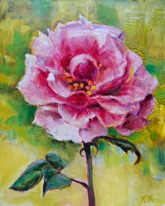 Pink Rose contemporary floral painting