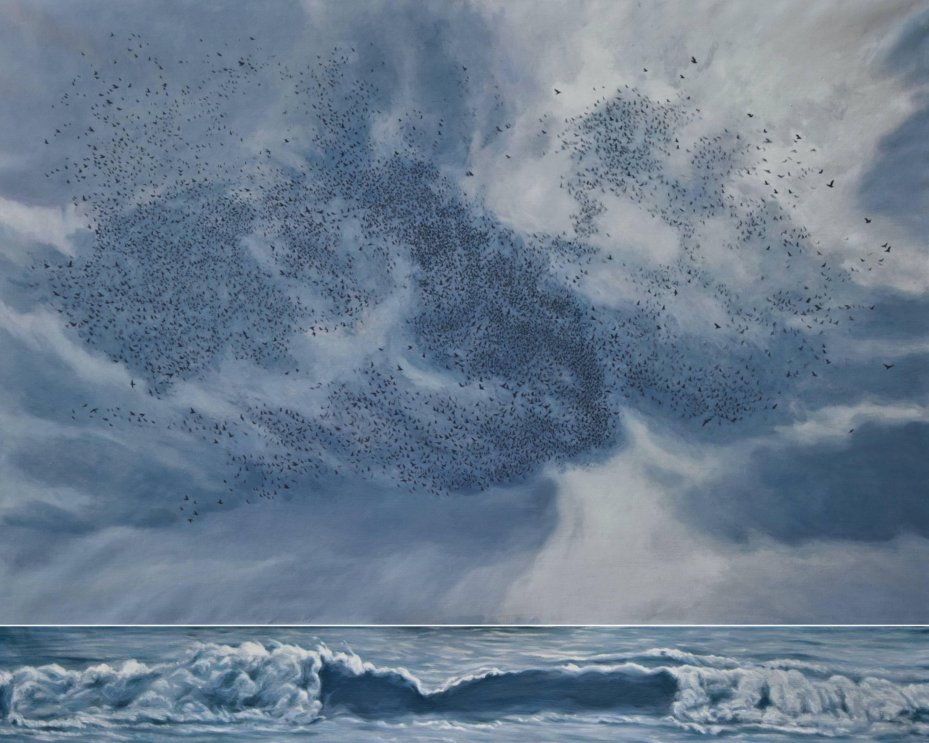 Quantum Entanglement landscape clouds - Painting by Katherine Kean