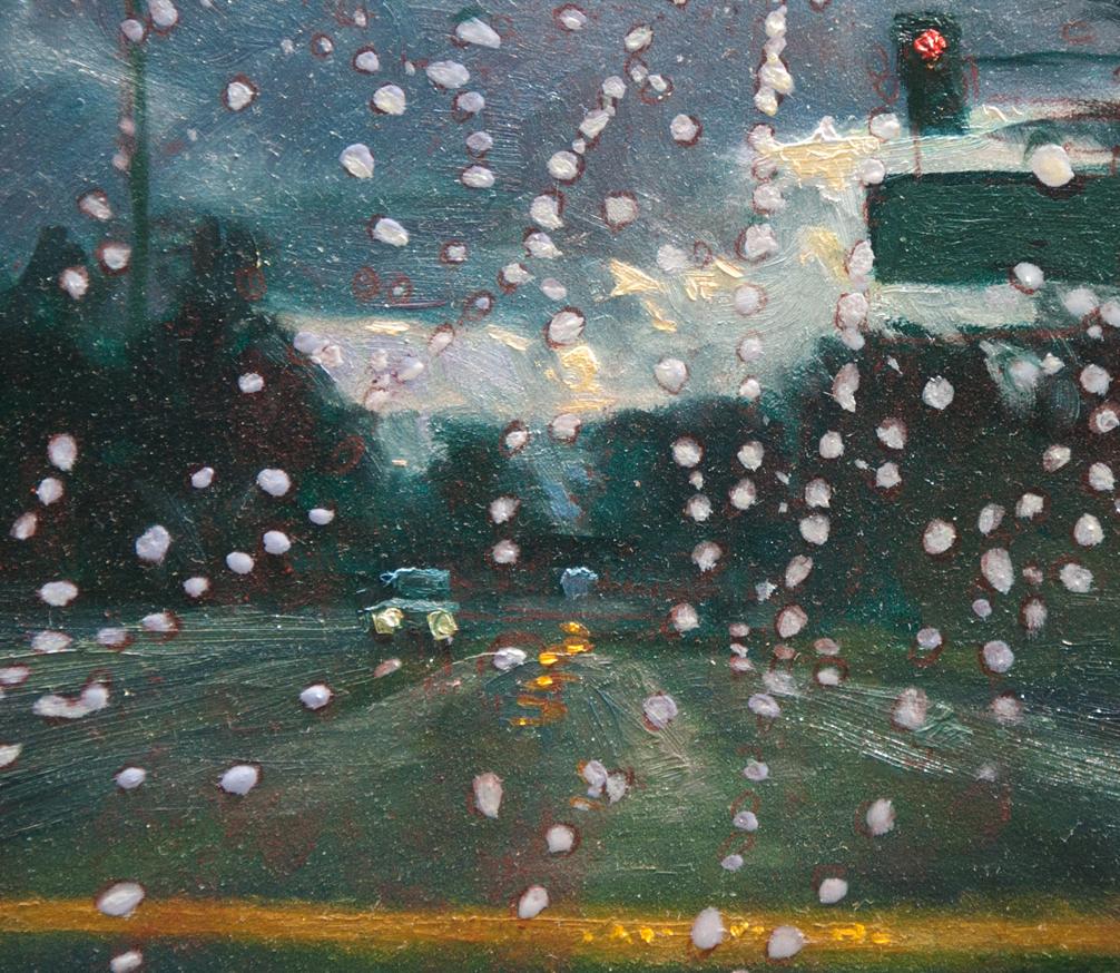 Rain Dots 2, contemporary urban landscape For Sale 1